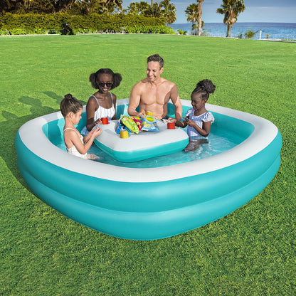 Bestway Kids Inflatable Family Pool with Center Console Cup Holder 218x218x48cm