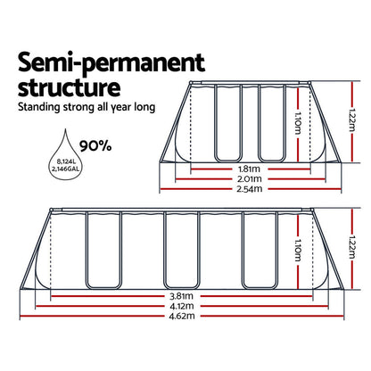 Bestway Swimming Pool 412x201x122cm Steel Frame Above Ground Pools Filter Pump Ladder 8124L