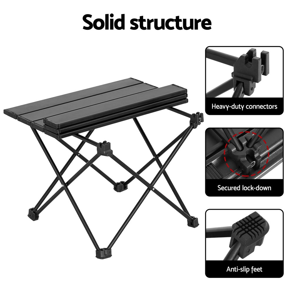 Weisshorn Folding Camping Table 40CM Roll Up Outdoor Picnic BBQ Aluminium Desk