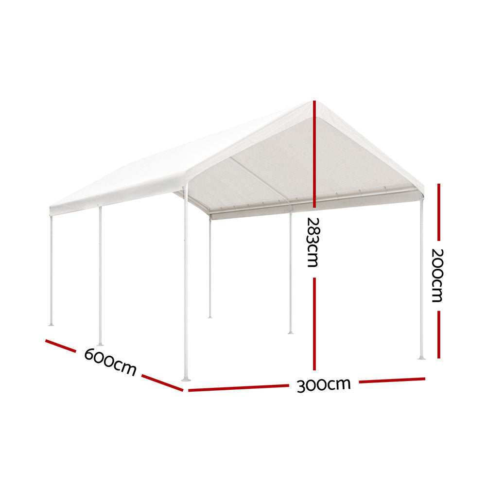 Instahut Carports 3x6m Carport Kits Steel Shelter Gazebo Canopy Garage Portable Garden Shed