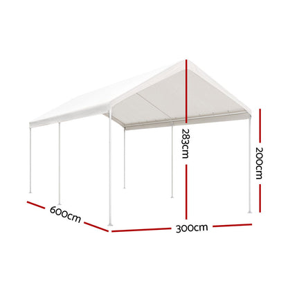 Instahut Carports 3x6m Carport Kits Steel Shelter Gazebo Canopy Garage Portable Garden Shed