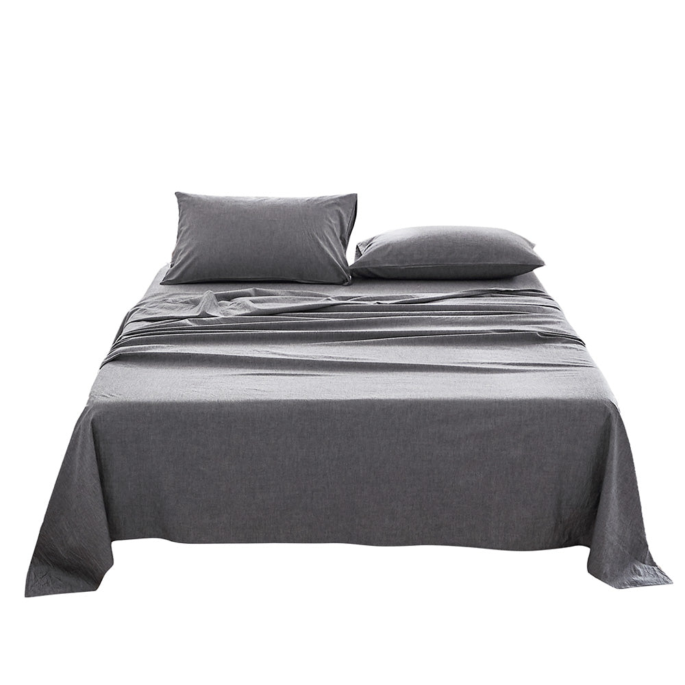 Cosy Club Cotton Bed Sheets Set Black Cover Single