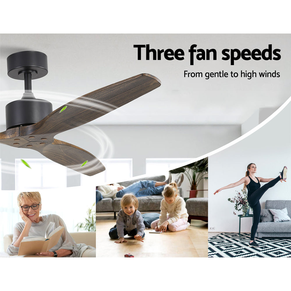 Devanti 52'' Ceiling Fan AC Motor 3 Blades w/Remote - Dark Wood