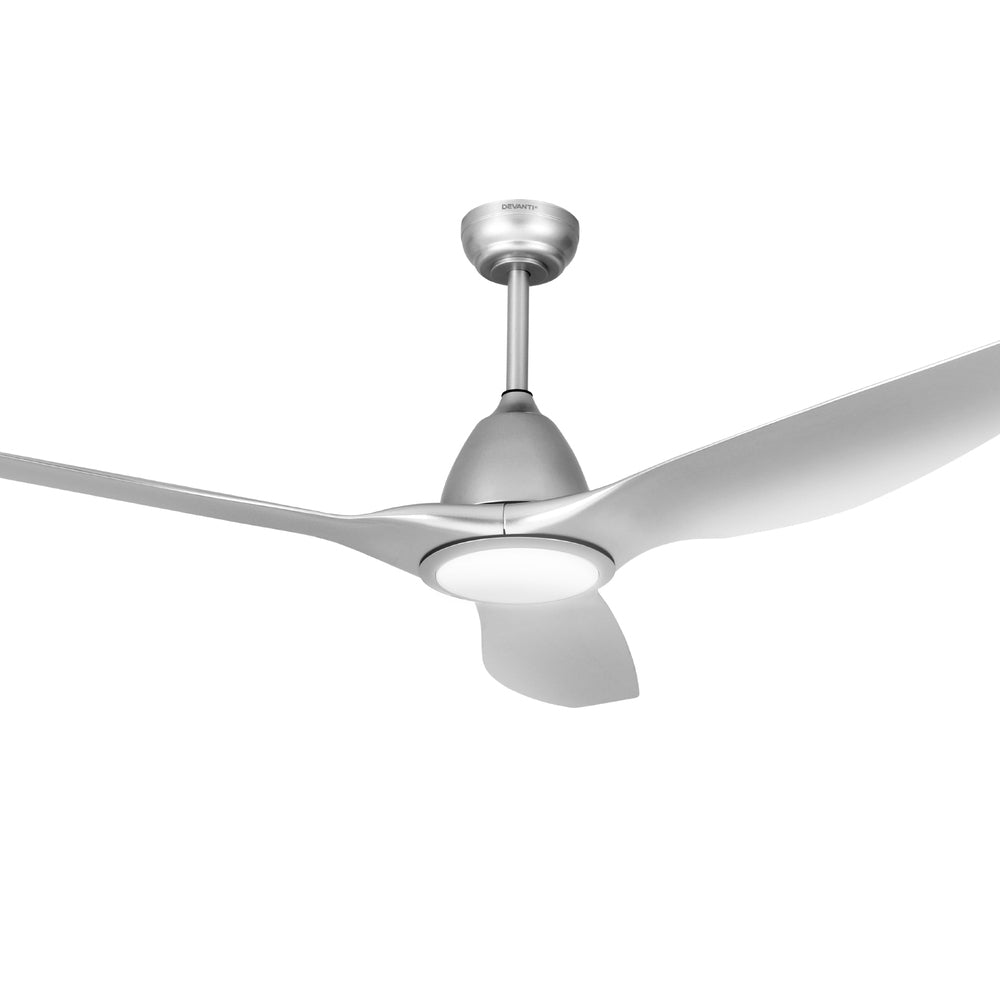 Devanti 64 Inch Ceiling Fan DC Motor w/Light w/Remote - Silver