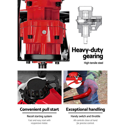 Giantz 80CC Post Hole Digger Petrol Motor Drill Extension Auger Bits Kits