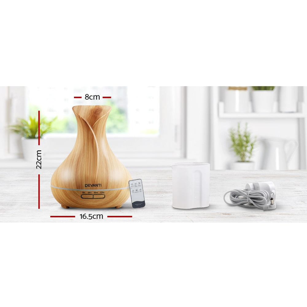 Devanti Aroma Diffuser Aromatherapy Light Wood 400ml