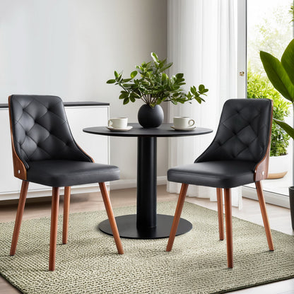 1 Set of 2 Artiss Dining Chairs Black PU