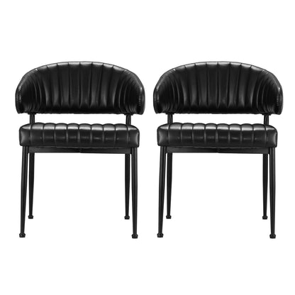 Artiss Dining Chairs Set of 2 Leather Hollow Armchair Black