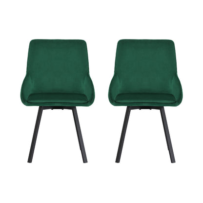 Artiss Dining Chairs Set of 2 Velvet Swivel Base Green