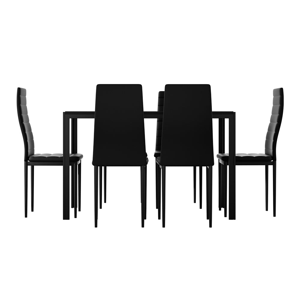 Artiss Dining Chairs and Table Dining Set 6 Chair Set Of 7 Black