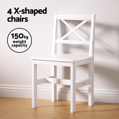 Artiss Dining Chairs and Table Dining Set 4 Cafe Chairs Set Of 5 4 Seater White