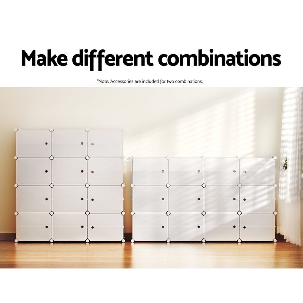 Artiss Shoe Rack DIY 12 Storage Cube Stackable White