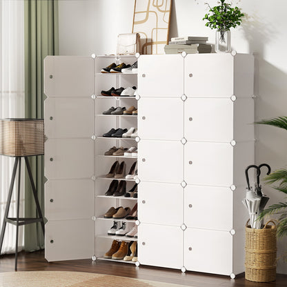 Artiss Shoe Rack Storage Cabinet DIY 15 Storage Cube Stackable White