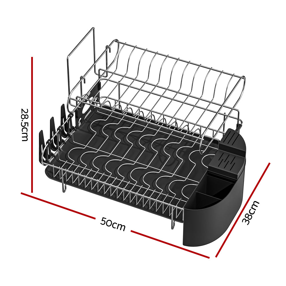 Cefito Dish Rack Drying Drainer Cup Holder Cutlery Tray Kitchen Organiser 2-Tier