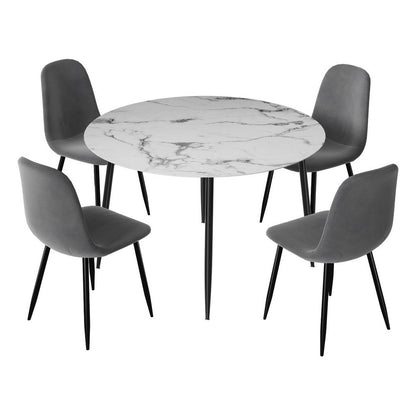 1 Artiss Dining Table and 4 Chairs Set Marble Grey