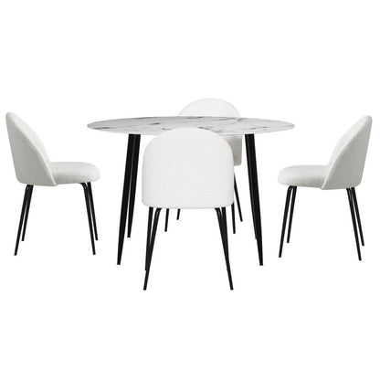 1 Artiss Dining Table and 4 Chairs Set Marble White