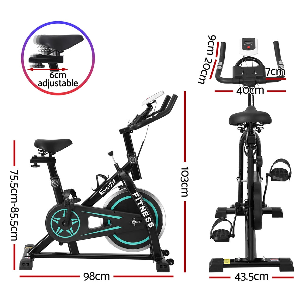 Everfit Spin Bike Exercise Bike 10kg Flywheel Fitness Home Gym 150kg capacity