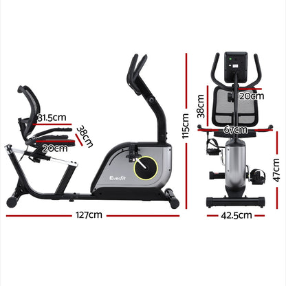 Everfit Recumbent Exercise Bike Magnetic Cycling Mesh Chair 120kg Loading