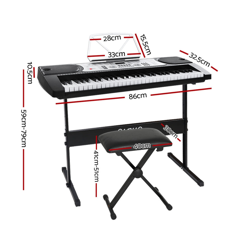 Alpha 61 Keys Electronic Piano Keyboard Digital Electric w/ Stand Stool Silver