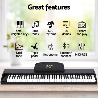 Alpha 88 Keys Digital Piano Keyboard Electronic w/ Stand