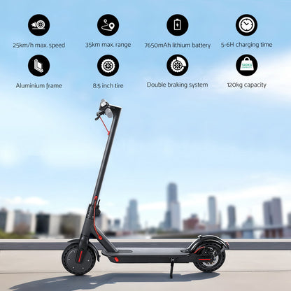 Electric Scooter 500W 25KM/H Folding Portable Riding For Adults Commuter Black