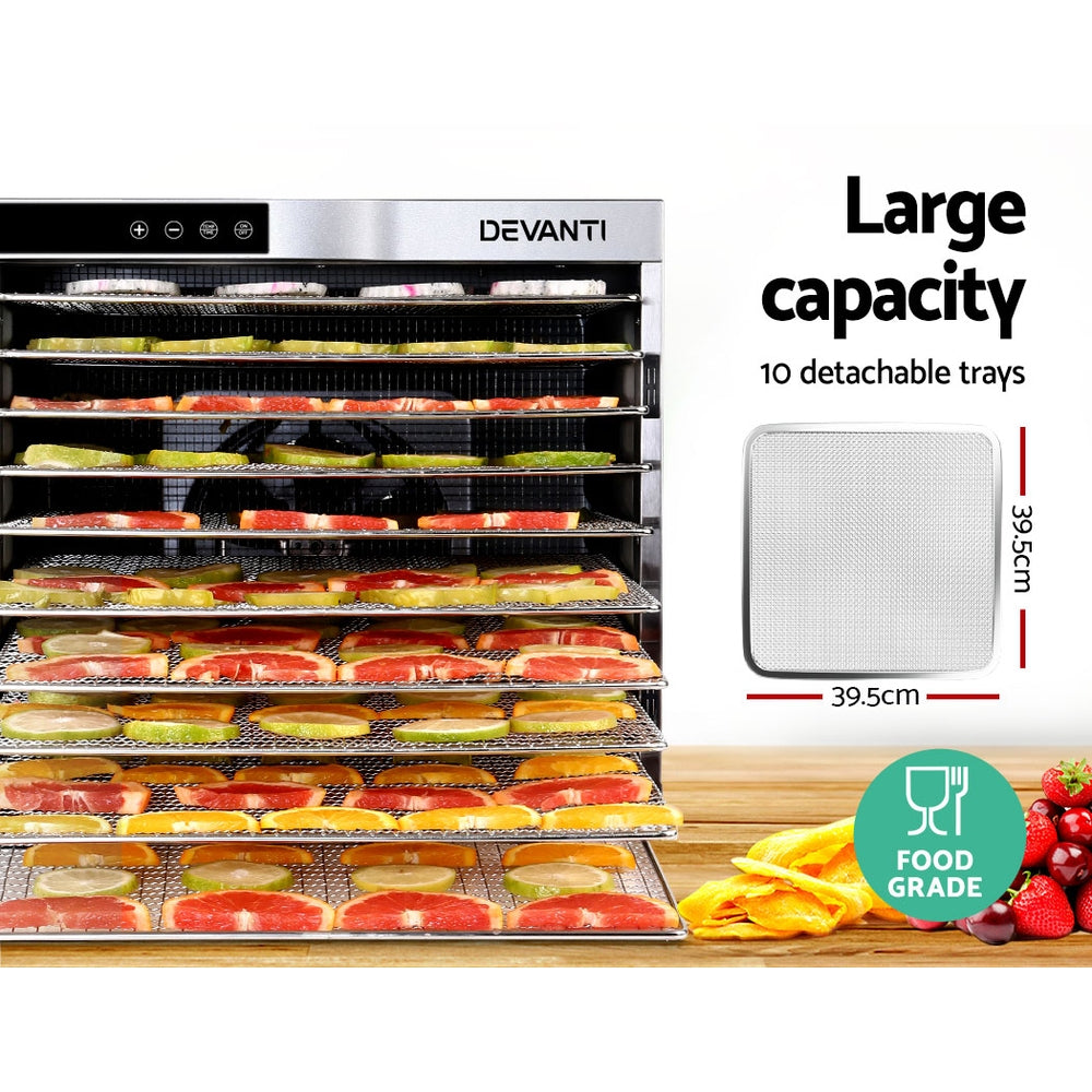 Devanti 10 Trays Food Dehydrator Stainless Steel Tray