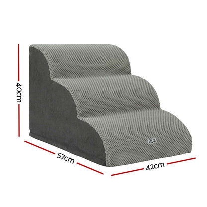 i.Pet Dog Ramp Steps Foam 3 Tier Pet Stairs For Bed Sofa Car Portable Indoor