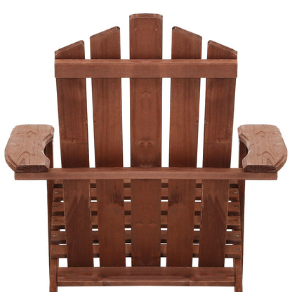 Gardeon Adirondack Outdoor Chairs Wooden Beach Chair Patio Furniture Garden Brown