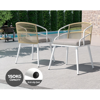 Gardeon Outdoor Dining Set 5 Piece Aluminum Table Chairs Setting White