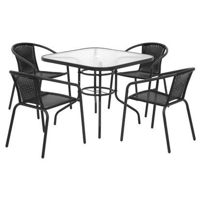 Gardeon Outdoor Dining Set 5 Piece Steel Stackable Chairs Table Patio Furniture