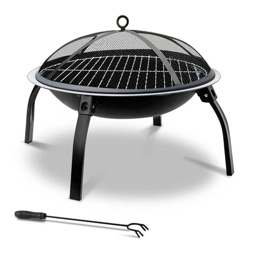 Fire Pit BBQ Charcoal Smoker Portable Outdoor Camping Pits Patio Fireplace 22"