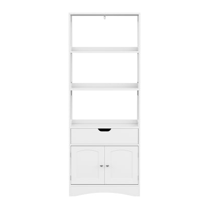 Artiss Bathroom Floor Storage Cabinet with 2 Drawers 3 Open Shelves 2 Doors White