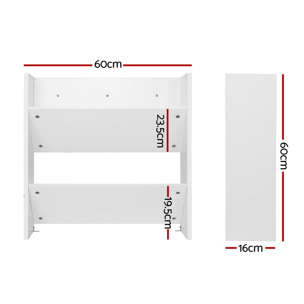 Artiss Shoe Rack 2-tier 12 Pairs Wall Mounted x2 - White