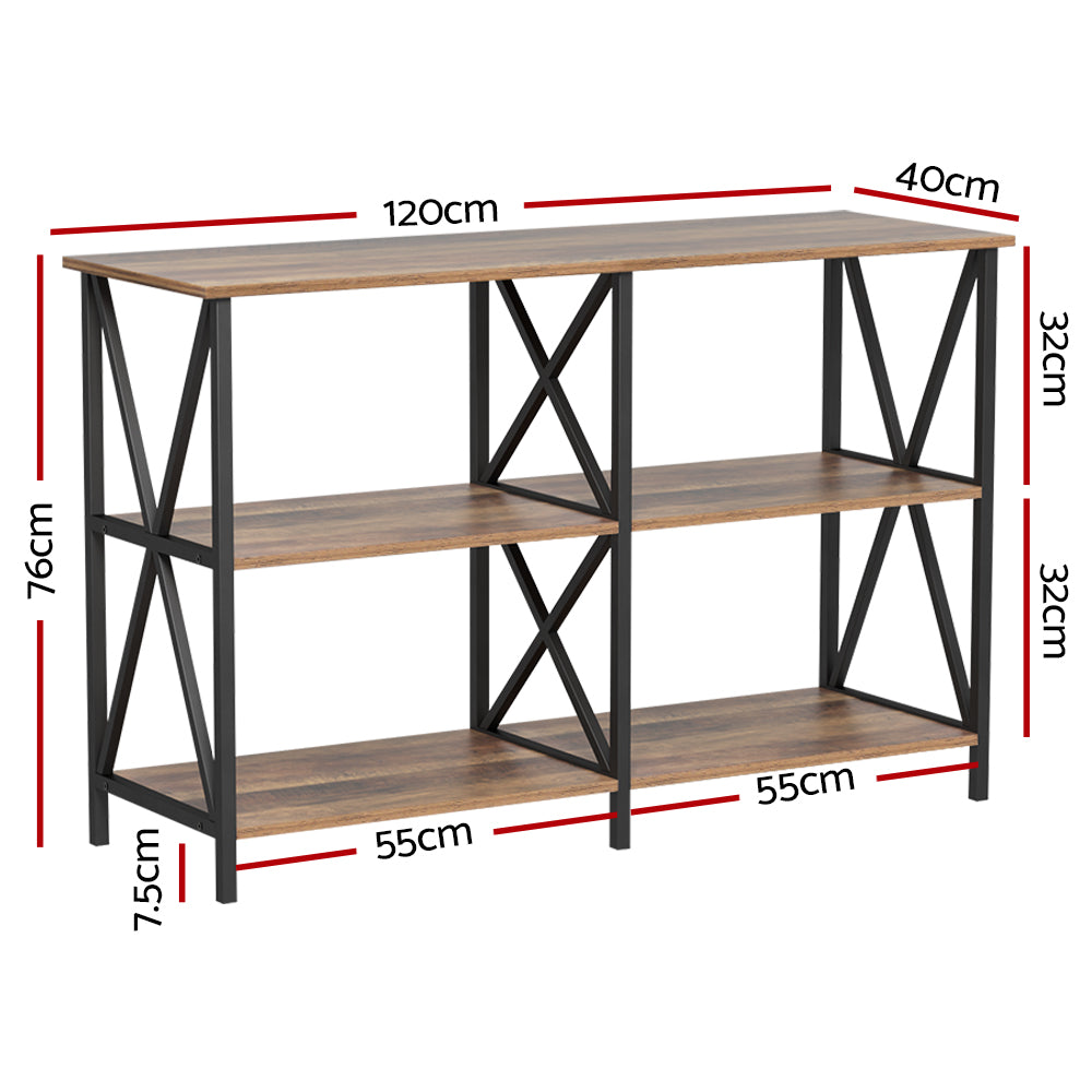 Artiss Console Table 120CM 3-tier Walnut Xiah