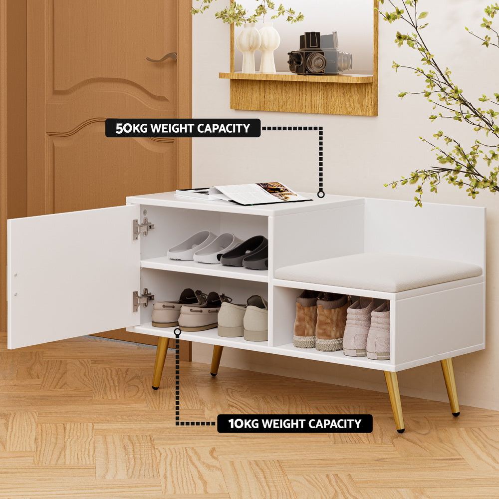 Artiss Shoe Rack Cabinet Bench 6 Pairs White