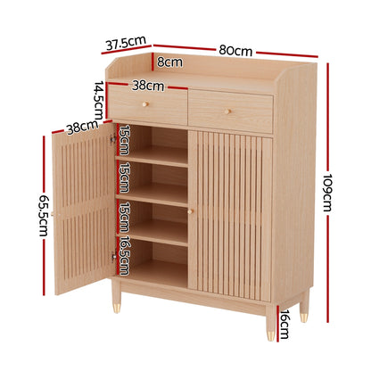 Artiss Shoe Rack Cabinet 4-Tier 16 Pairs Pine