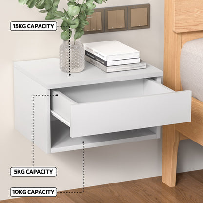 Artiss Floating Bedside Table Nightstand Drawer White