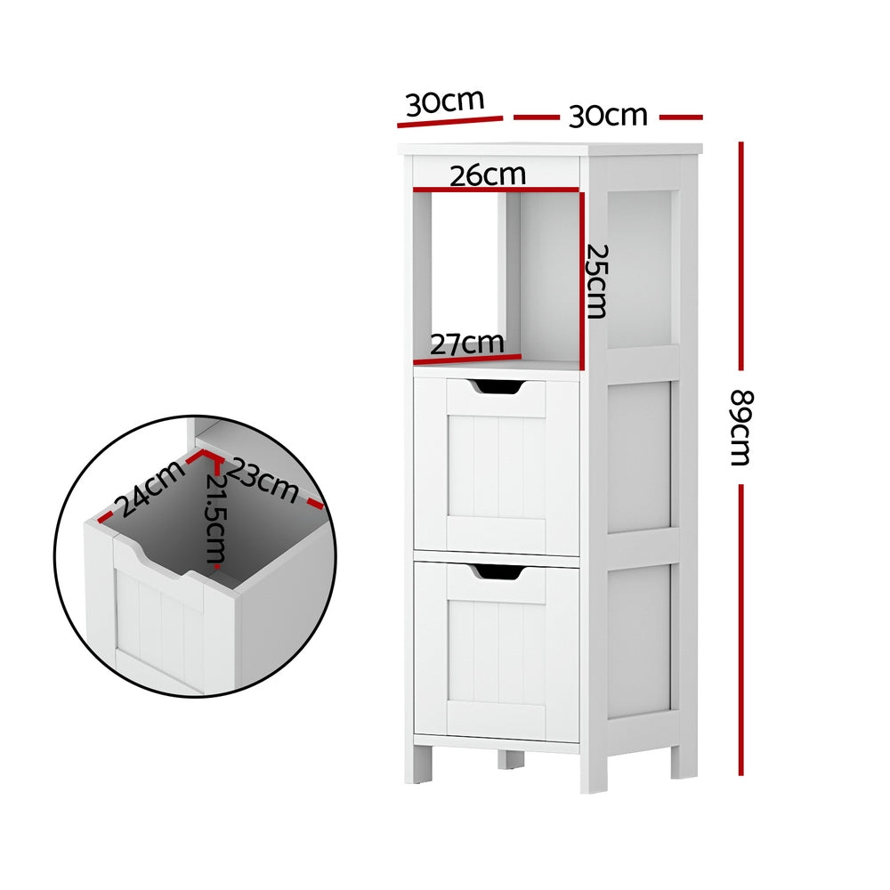 Artiss Bathroom Storage Cabinet 89cm Floor Toilet Drawer Bedroom Organizer Standing White