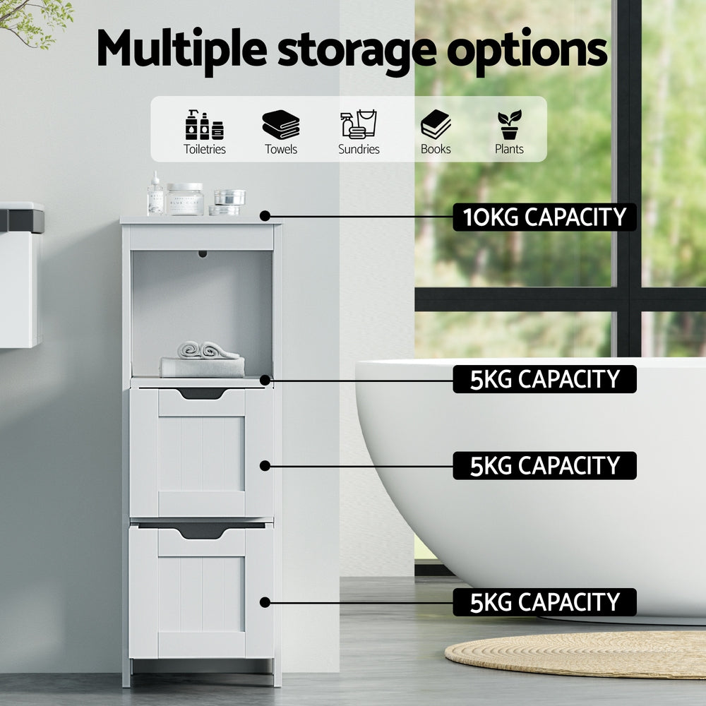 Artiss Bathroom Storage Cabinet 89cm Floor Toilet Drawer Bedroom Organizer Standing White