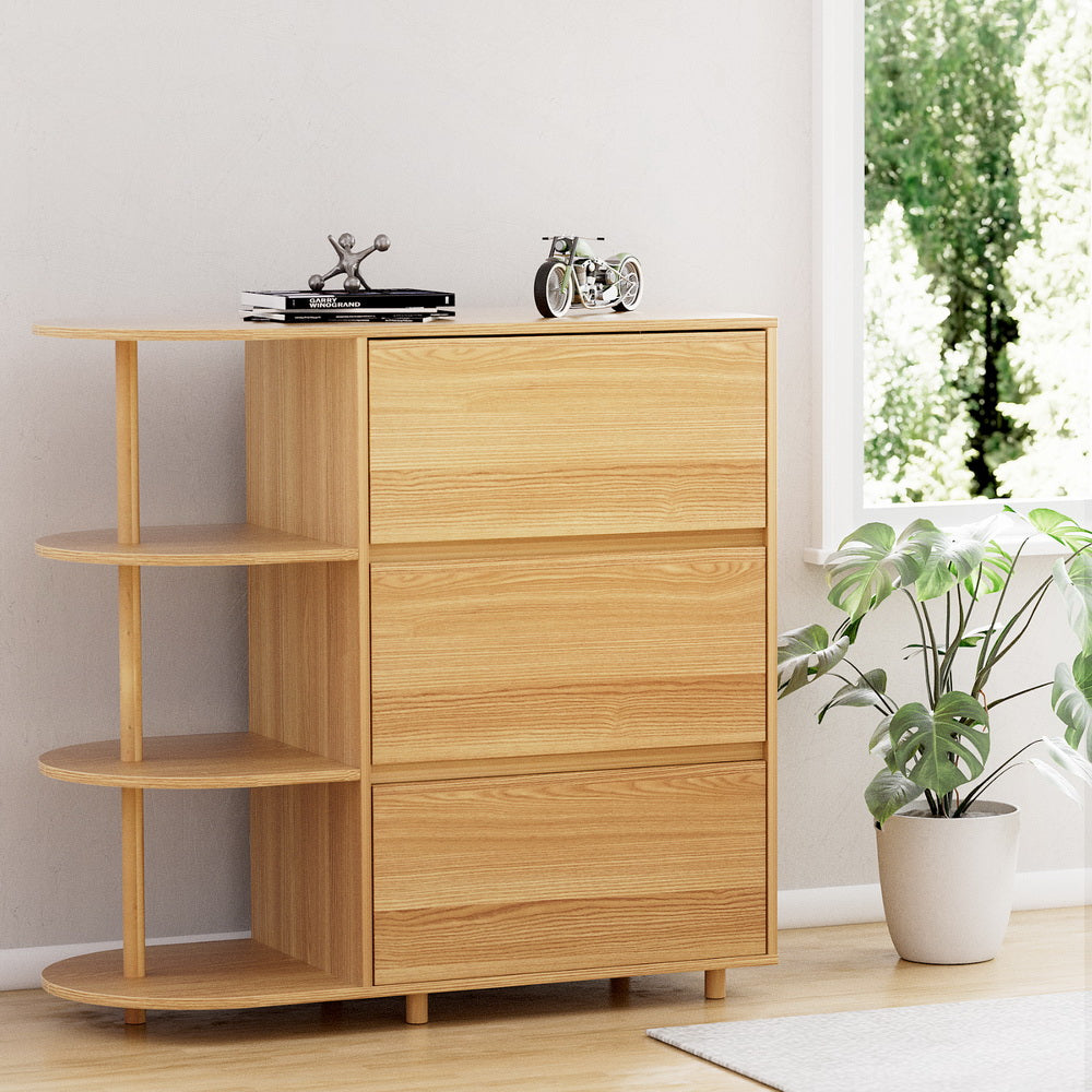 Artiss Chest of 3 Drawers Storage Cabinet 3 Shelves Pine