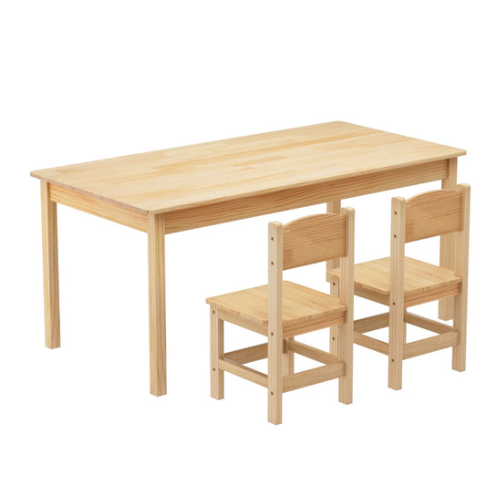 1 Keezi Kids Table and 2 Chairs Set Pinewood