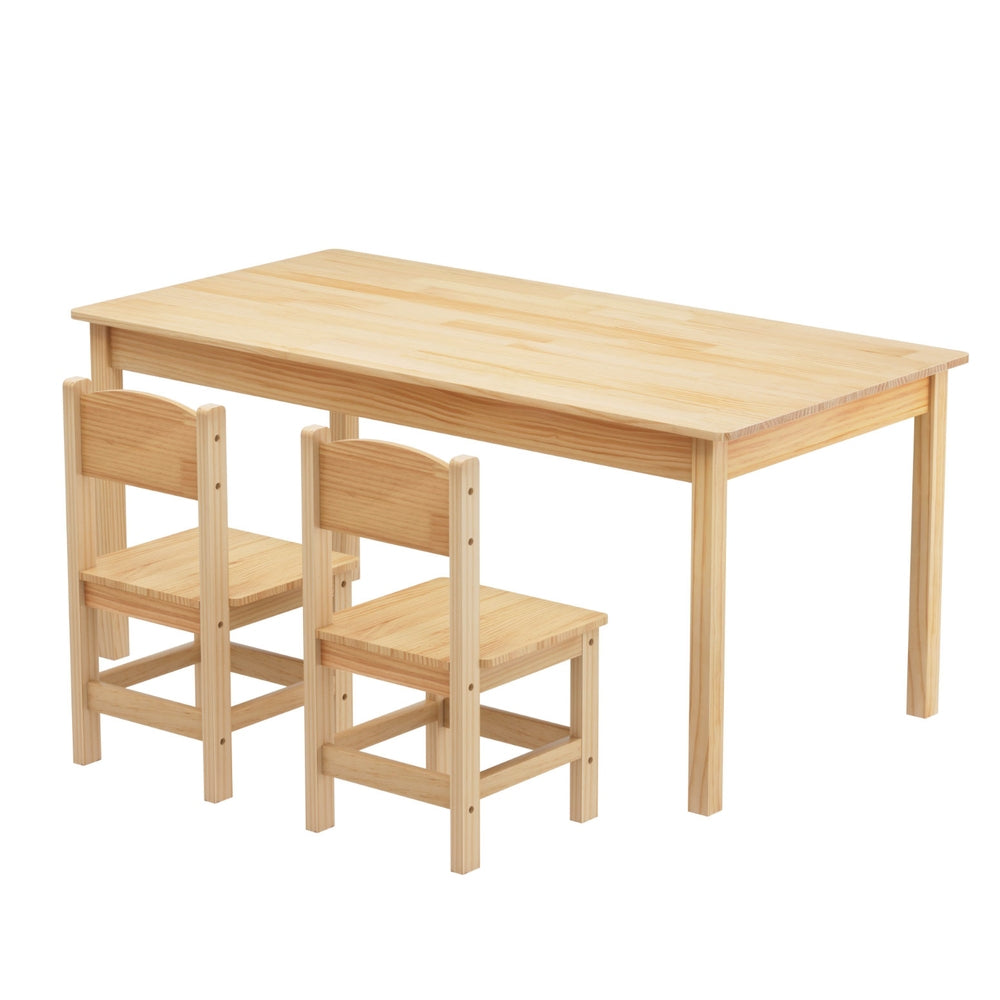 1 Keezi Kids Table and 2 Chairs Set Pinewood