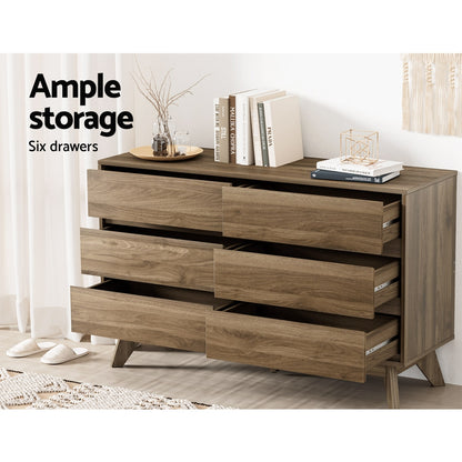 Artiss 6 Chest of Drawers - XAVI Walnut