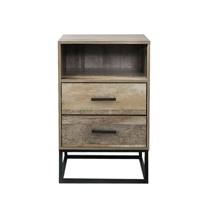 Artiss Bedside Table 2 Drawers with Shelf - BADAN