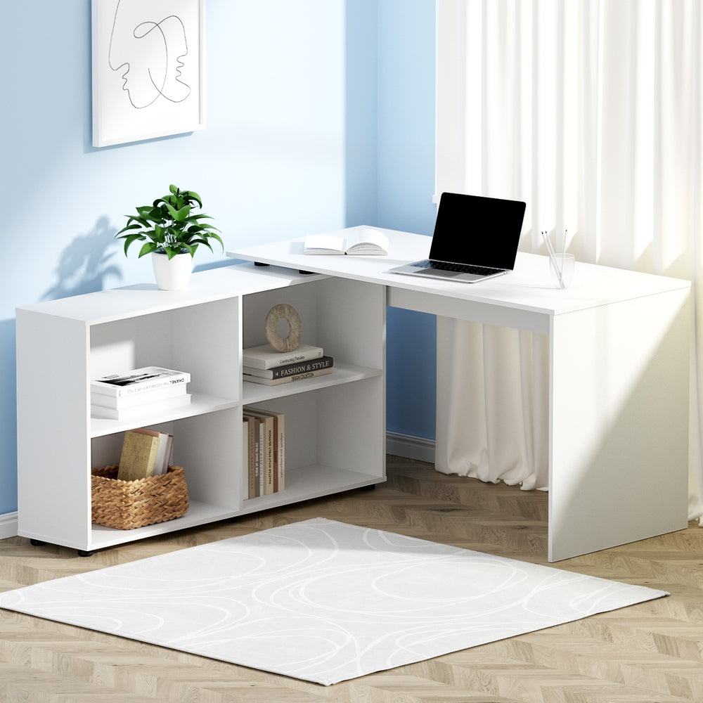 Artiss Computer Desk Bookshelf White 130CM