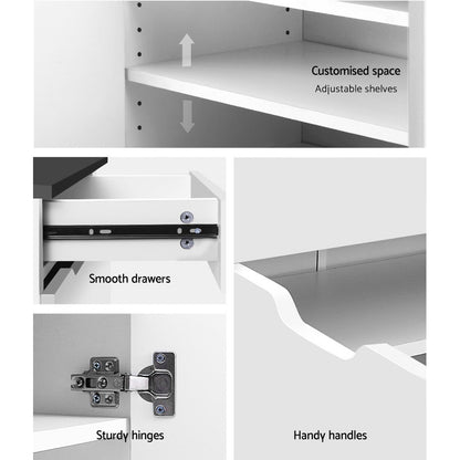 Artiss Shoe Rack Cabinet 30 Pairs White Eve