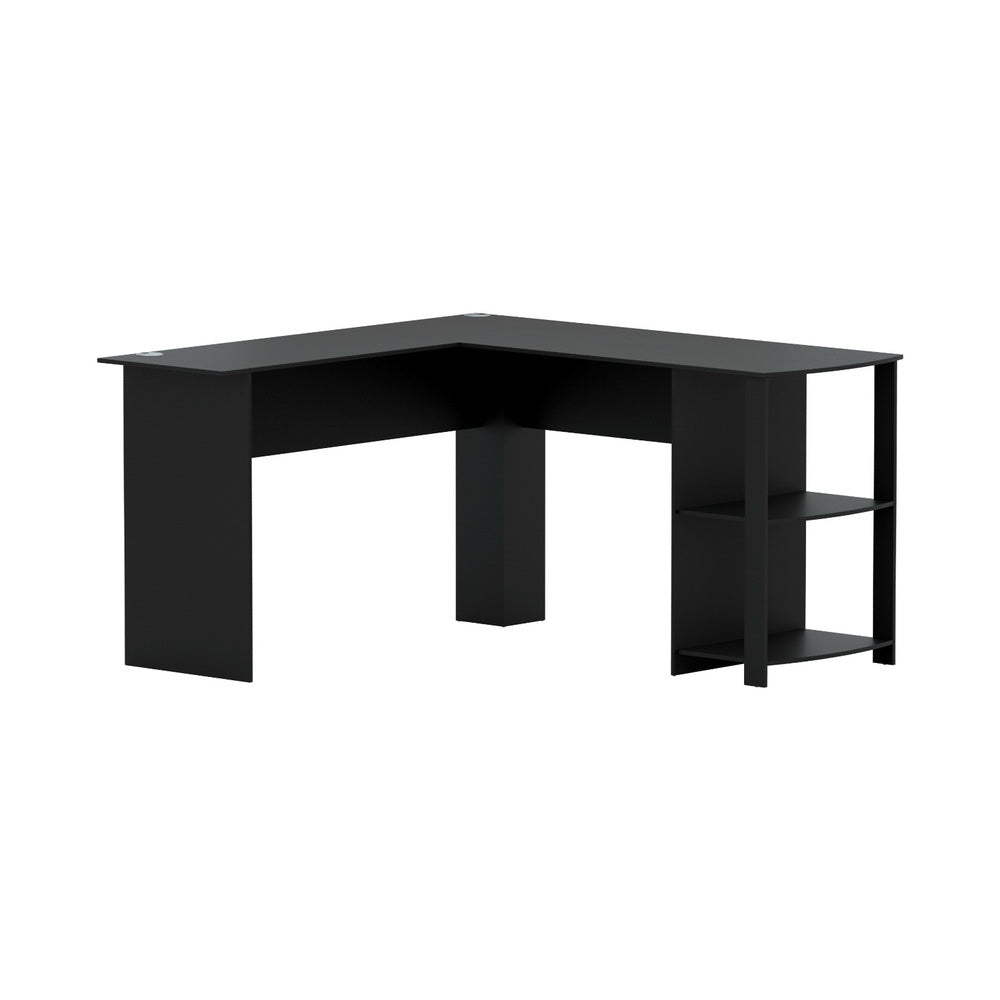 Artiss Computer Desk Shelf L-Shape Black 136CM