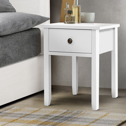 Artiss Bedside Table 1 Drawer - BOW White