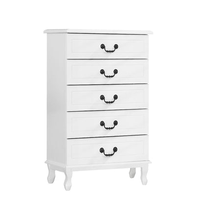 Artiss 5 Chest of Drawers - KUBI White