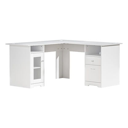 Artiss Computer Desk Shelf Cabinet L-Shape White 150CM